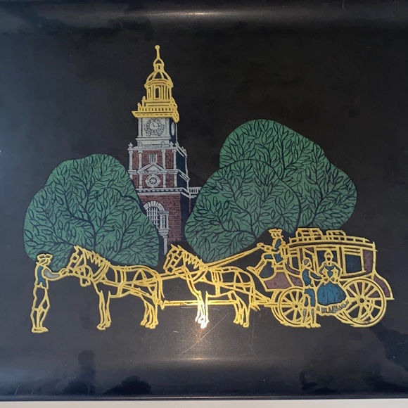 Vintage Serving Tray; Couroc Monterey Melamine Tray Colonial Victorian Scene - Picture 2 of 14